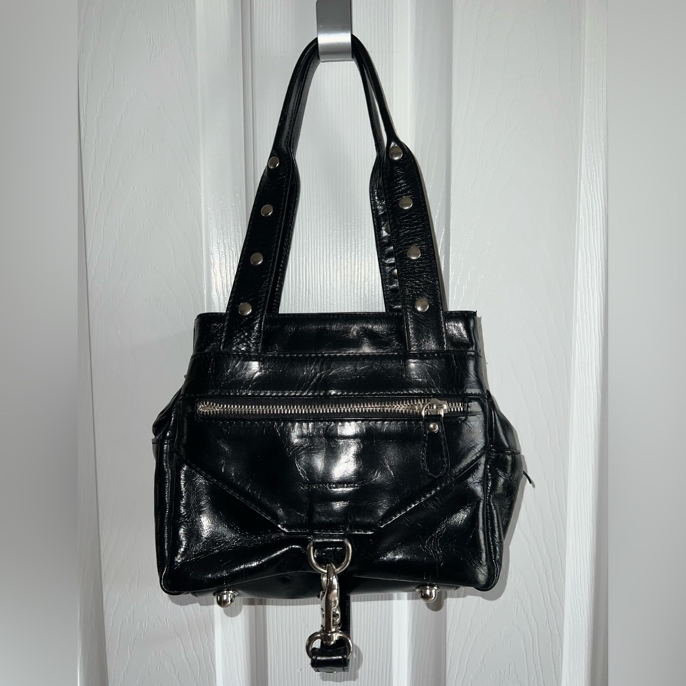 COPY - Black leather, medium size Francesco Biasia handbag.